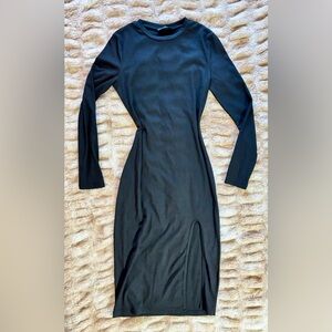 SHEIN - Black Long Sleeve Midi Dress with Side Slit